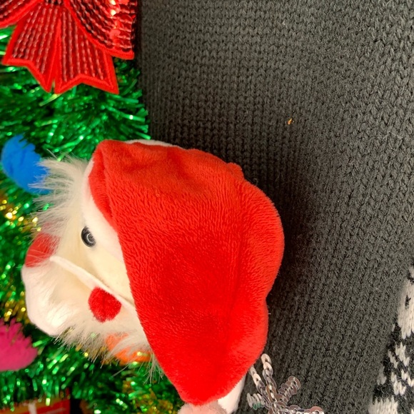 Santa Claus Christmas Tree Ho Ho Tinsel Ugly Sweater Christmas Holiday Size L - Picture 4 of 7